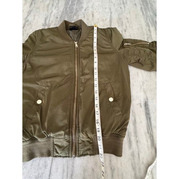 Topshop Olive Green Bomber Jacket Size 2 - Picture 5 of 10